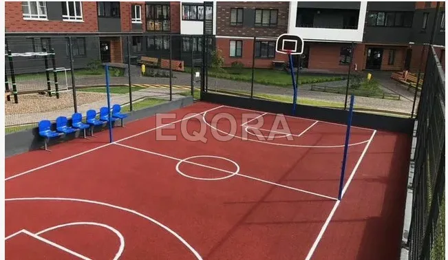 Бесшовное покрытие из резиновой крошки для баскетбольной площадки в Бердюжье